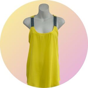 Sunny Yellow Tank Top with Embellished Straps in Size Women’s Large